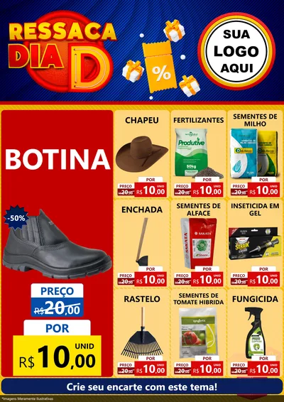 Modelo de Encarte para Encarte A4 Vertical com o tema Ressaca Dia D para Agropecuária