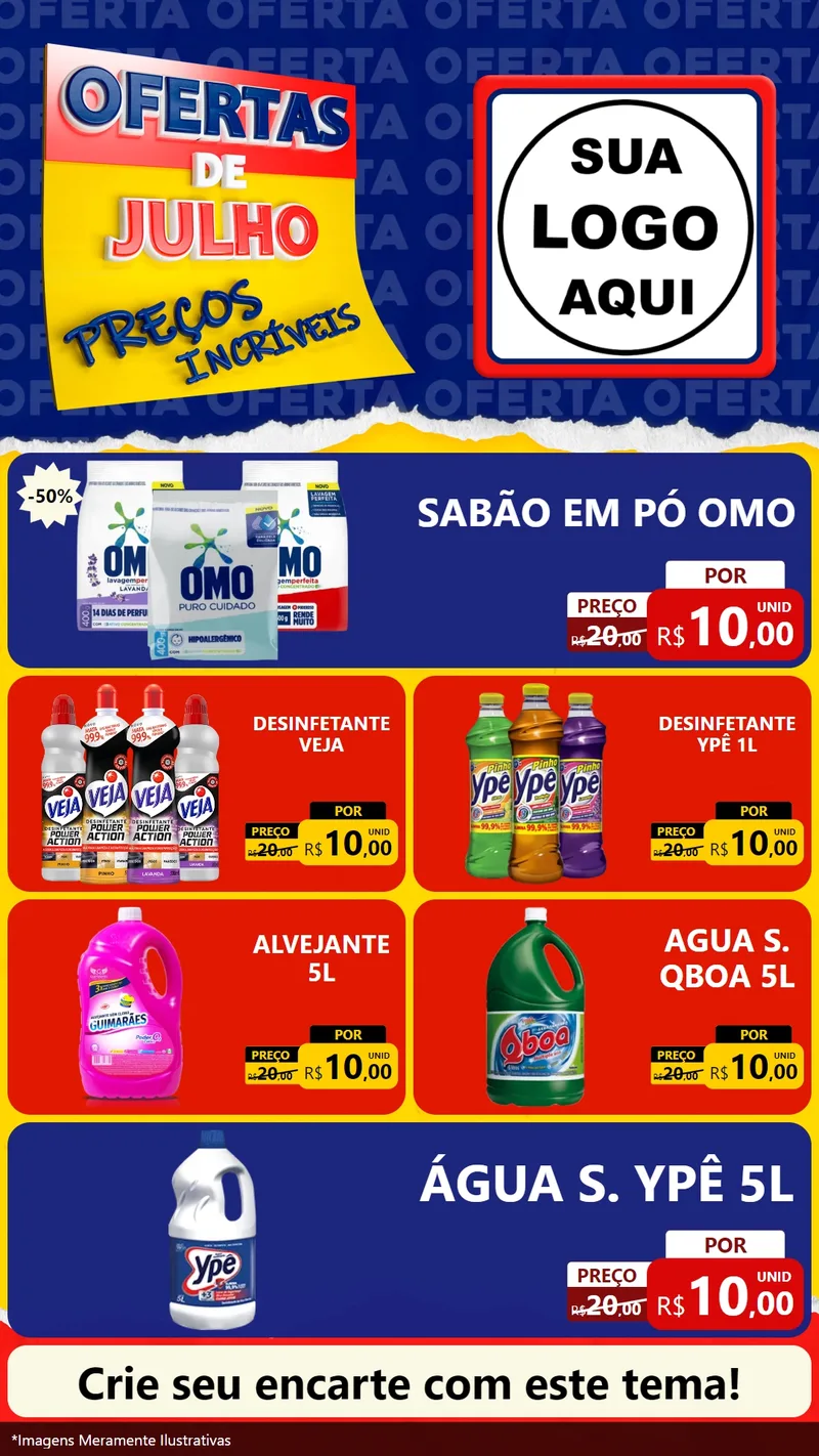 Modelo de TV para TV Vertical com o tema Ofertas de Julho - Preços Incríveis para Produtos de Limpeza