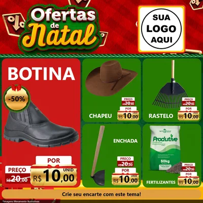 Modelo de Rede Social para Feed Facebook com o tema Ofertas de Natal para Agropecuária