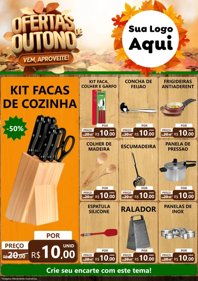 Modelo de Encarte para Encarte A4 Vertical com o tema Ofertas de Outono - Vem, Aproveite! para Utilidades Domésticas
