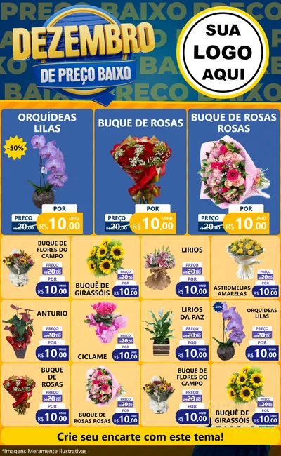 Modelo de Encarte para Encarte Grande com o tema Dezembro de Preço Baixo para Floricultura e jardim