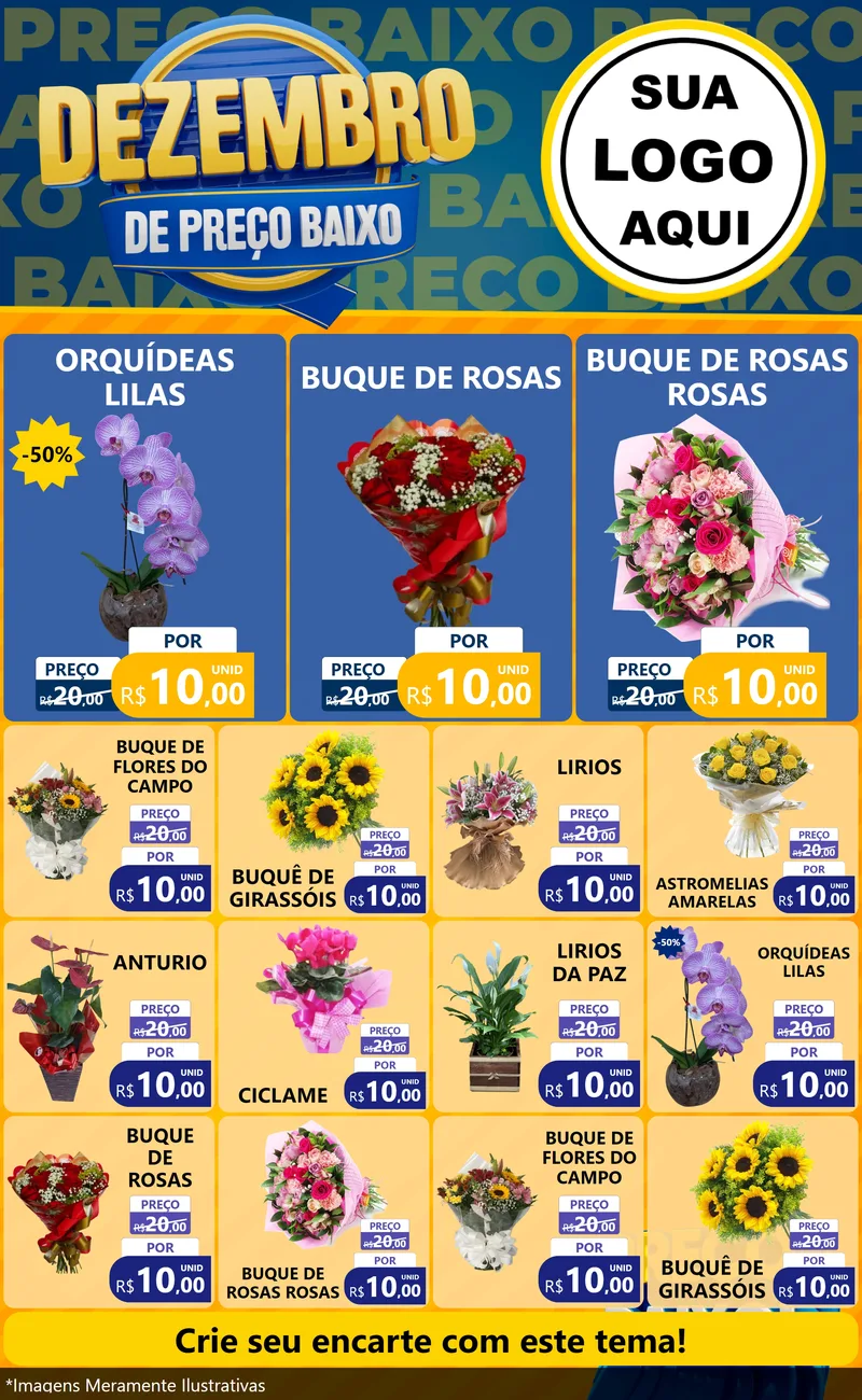 Modelo de Encarte para Encarte Grande com o tema Dezembro de Preço Baixo para Floricultura e jardim