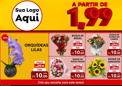 Modelo de Encarte para Encarte A4 Horizontal com o tema A Partir de Um e Noventa e Nove - 1,99 para Floricultura e jardim