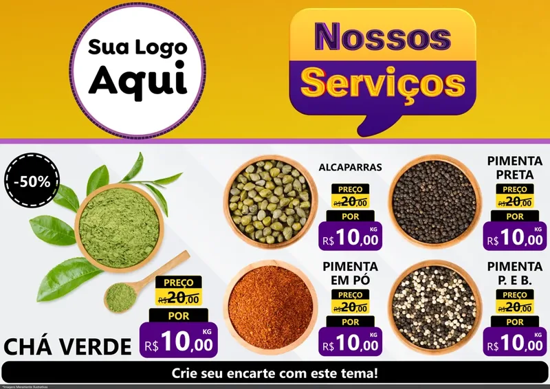Modelo de Encarte para Encarte A4 Horizontal com o tema Nossos Serviços para Produtos Naturais