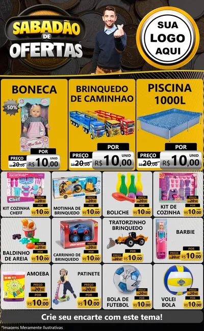Modelo de Encarte para Encarte Grande com o tema Sabadão de Ofertas para Brinquedos