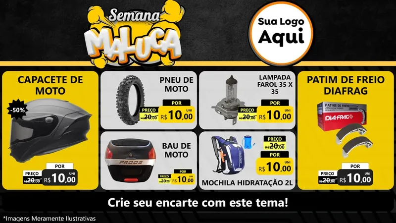 Modelo de TV para TV Horizontal com o tema Semana Maluca para Moto peças