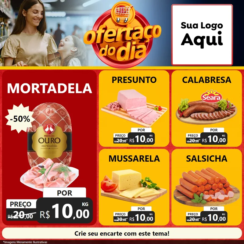 Modelo de Rede Social para Feed Facebook com o tema Ofertaço Do Dia para Frios e Laticínios