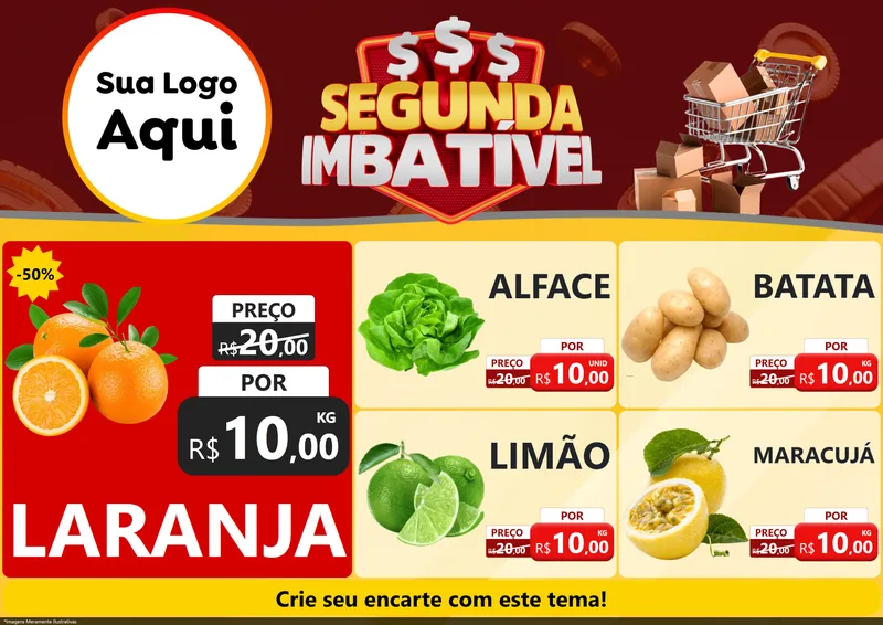 Modelo de Encarte para Encarte A4 Horizontal com o tema Segunda Imbatível para Hortifrúti