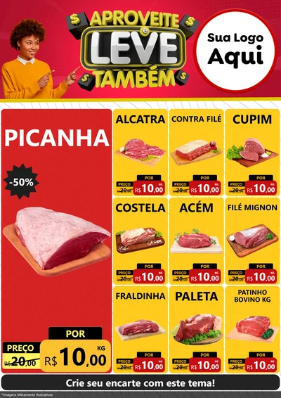 Modelo de Encarte para Encarte A4 Vertical com o tema Aproveite e Leve Também para Açougue