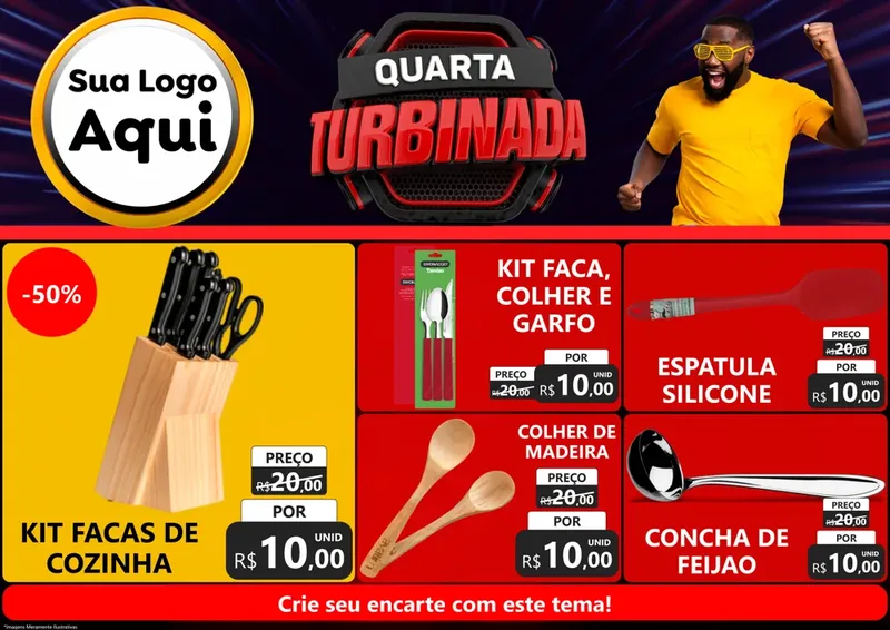 Modelo de Encarte para Encarte A4 Horizontal com o tema Quarta Turbinada para Utilidades Domésticas