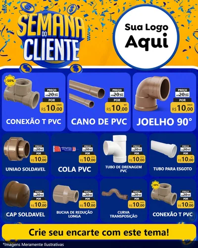Modelo de Rede Social para Feed Instagram com o tema Semana do Cliente para Tubos e conexões