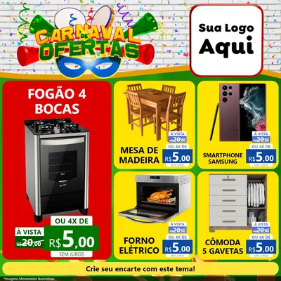 Modelo de Rede Social para Feed Facebook com o tema Carnaval de Ofertas para Móveis e Eletro