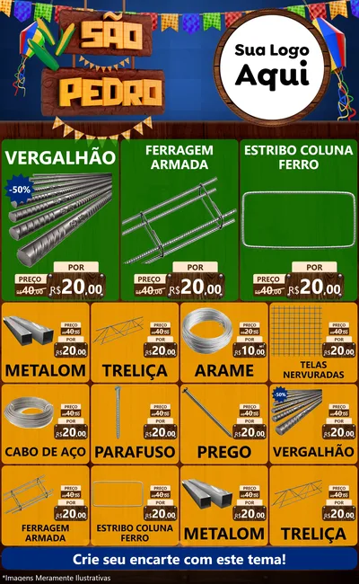 Modelo de Encarte para Encarte Grande com o tema São Pedro para Ferragens