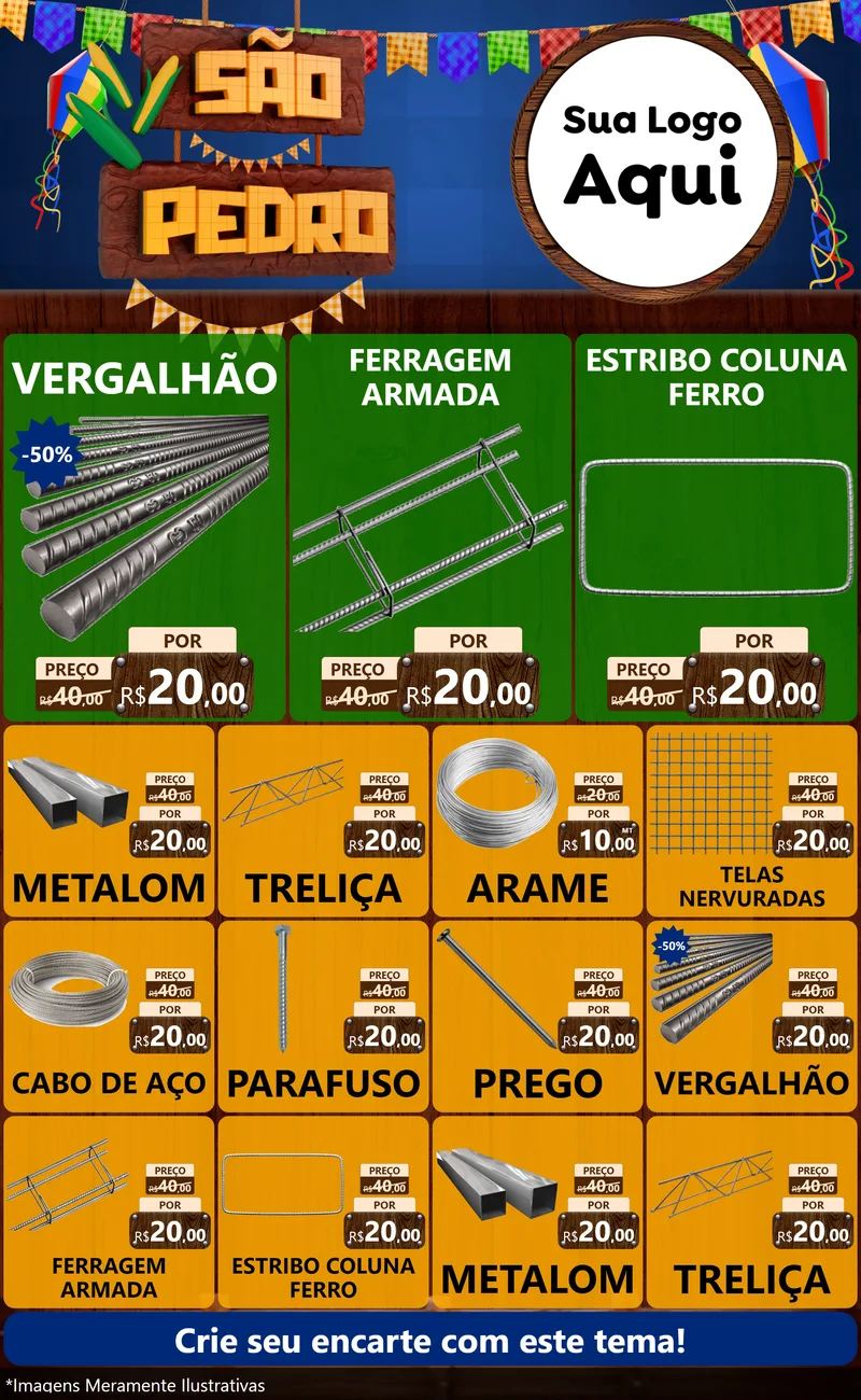 Modelo de Encarte para Encarte Grande com o tema São Pedro para Ferragens