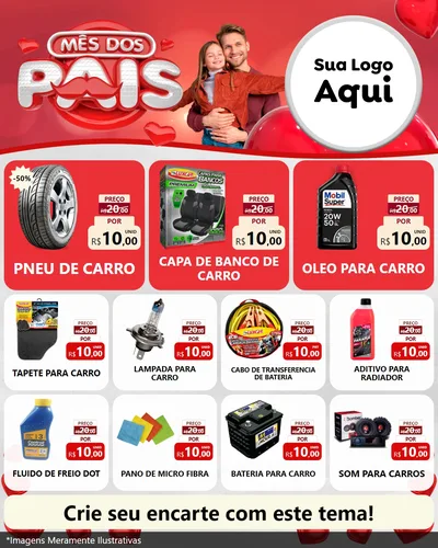 Modelo de Rede Social para Feed Instagram com o tema Mês dos Pais para Auto peças
