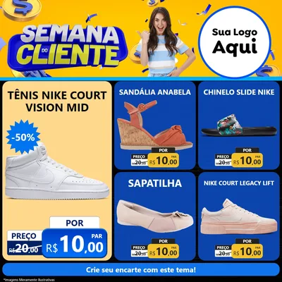 Modelo de Rede Social para Feed Facebook com o tema Semana do Cliente para Calçados
