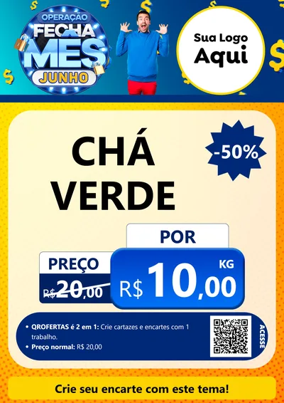 Modelo de Cartaz para Cartaz A4 Vertical com o tema Operação Fecha Mês, Junho para Produtos Naturais
