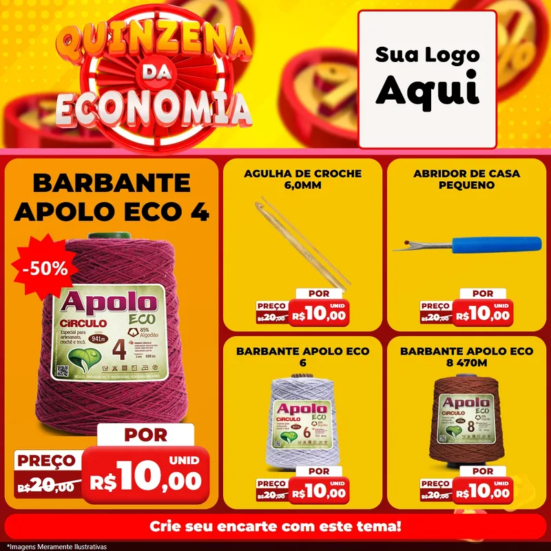 Modelo de Rede Social para Feed Facebook com o tema Quinzena Da Economia para Armarinho e Aviamentos