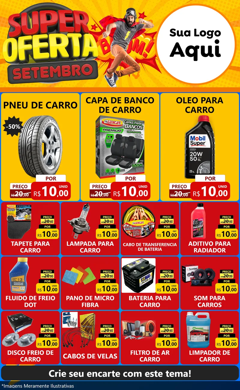 Modelo de Encarte para Encarte Grande com o tema Super Oferta Setembro para Auto peças