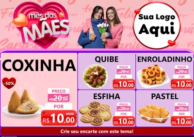 Modelo de Encarte para Encarte A4 Horizontal com o tema Mês Das Mães para Salgadaria