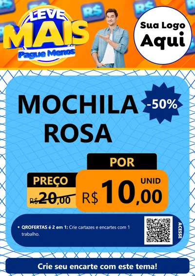 Modelo de Cartaz para Cartaz A4 Vertical com o tema Leve Mais, Pague Menos para Papelaria