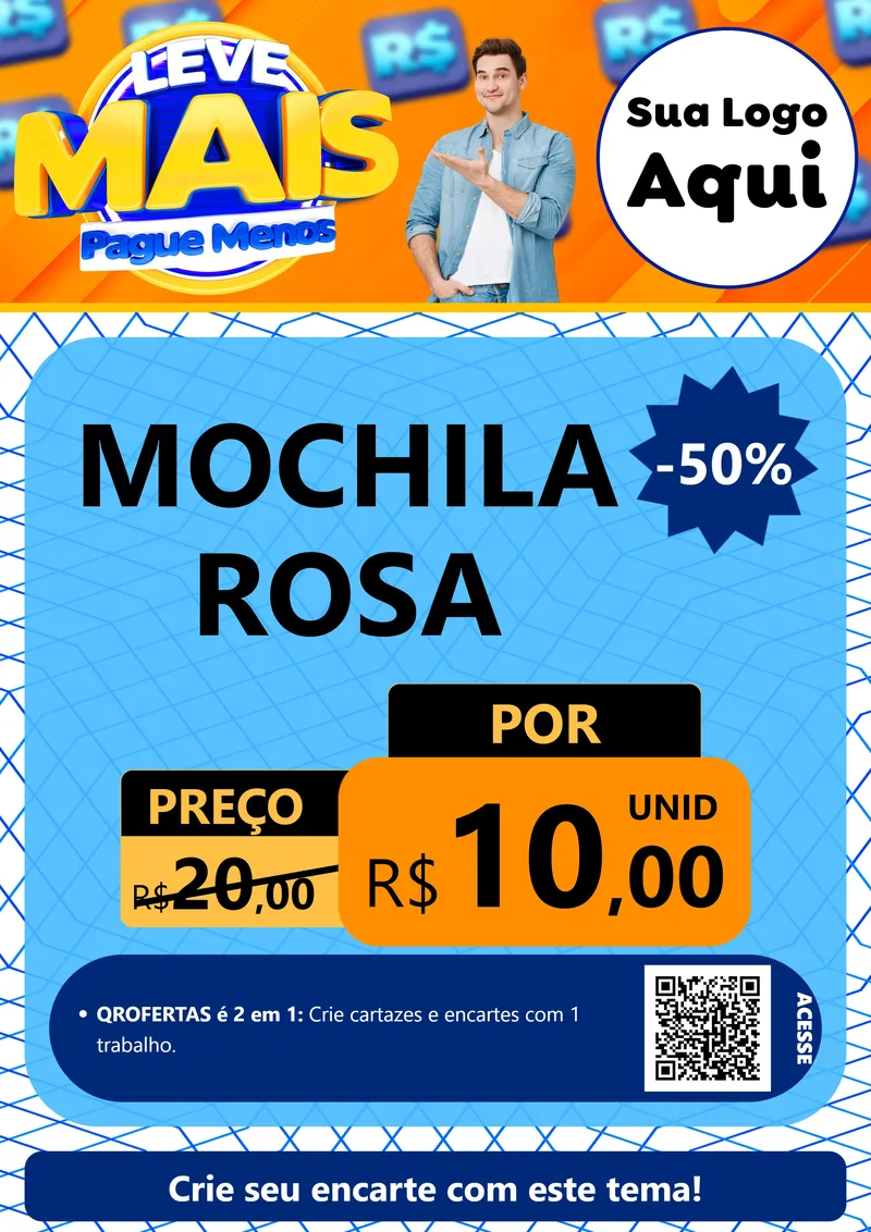 Modelo de Cartaz para Cartaz A4 Vertical com o tema Leve Mais, Pague Menos para Papelaria