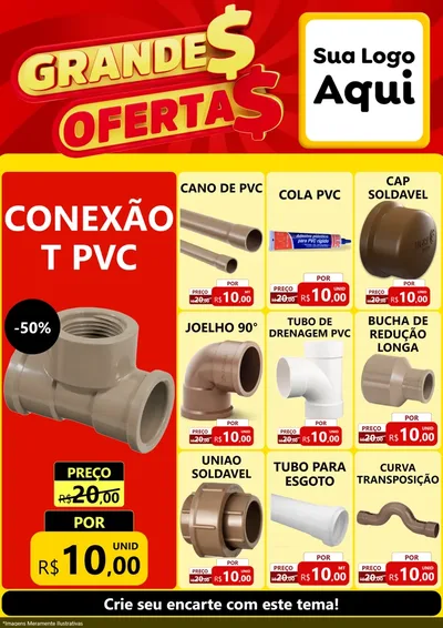 Modelo de Encarte para Encarte A4 Vertical com o tema Grandes Ofertas para Tubos e conexões