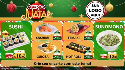 Modelo de TV para TV Horizontal com o tema Ofertas de Natal para Comida japonesa