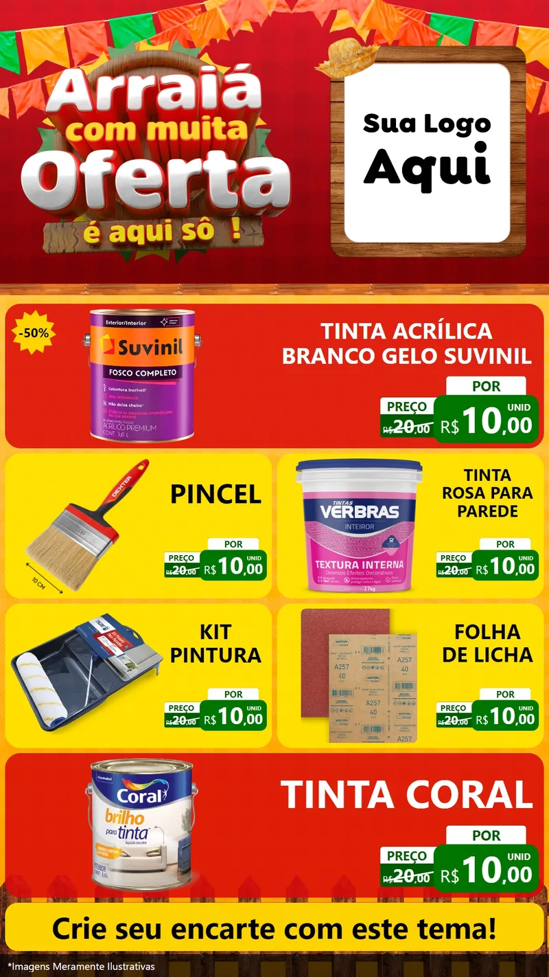 Modelo de TV para TV Vertical com o tema Arraiá Com Muita Oferta - É Aqui Sô! para Tintas e Ferramentas