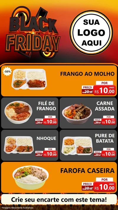 Modelo de TV para TV Vertical com o tema Black Friday para Restaurante