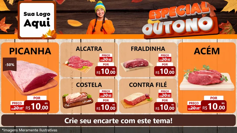 Modelo de TV para TV Horizontal com o tema Especial Outono para Açougue