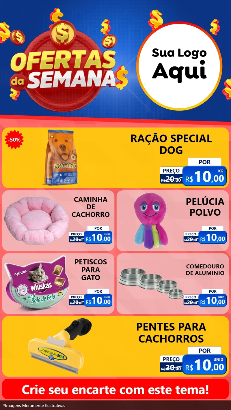 Modelo de TV para TV Vertical com o tema Ofertas Da Semana para Pet Shop