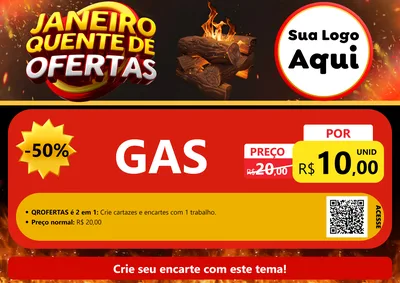 Modelo de Cartaz para Cartaz A4 Horizontal com o tema Janeiro Quente de Ofertas para Água e gás
