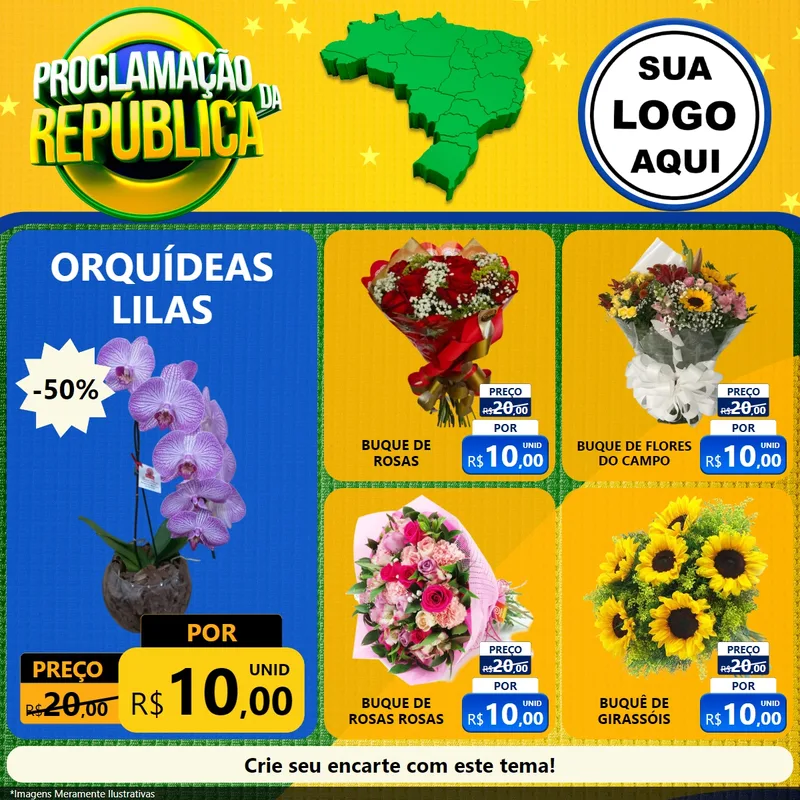 Modelo de Rede Social para Feed Facebook com o tema Proclamação da República para Floricultura e jardim