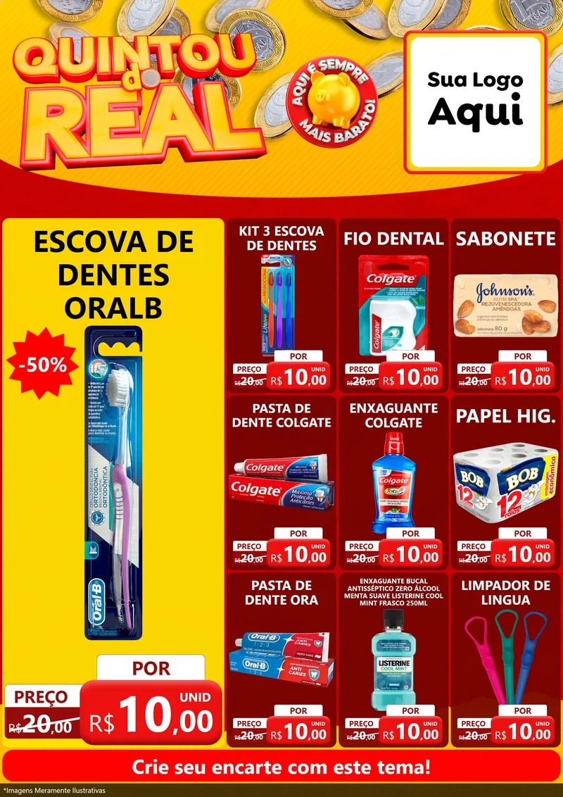 Modelo de Encarte para Encarte A4 Vertical com o tema Quintou do Real para Higiene Pessoal