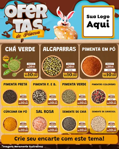 Modelo de Rede Social para Feed Instagram com o tema Ofertas de Páscoa para Produtos Naturais