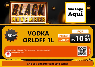 Modelo de Cartaz para Cartaz A4 Horizontal com o tema Black November para Distribuidora de bebidas