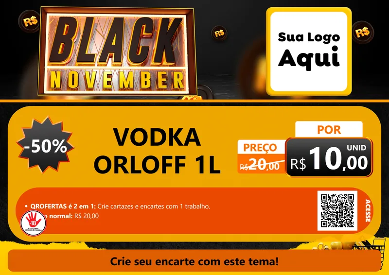 Modelo de Cartaz para Cartaz A4 Horizontal com o tema Black November para Distribuidora de bebidas
