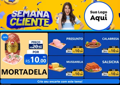 Modelo de Encarte para Encarte A4 Horizontal com o tema Semana do Cliente para Frios e Laticínios