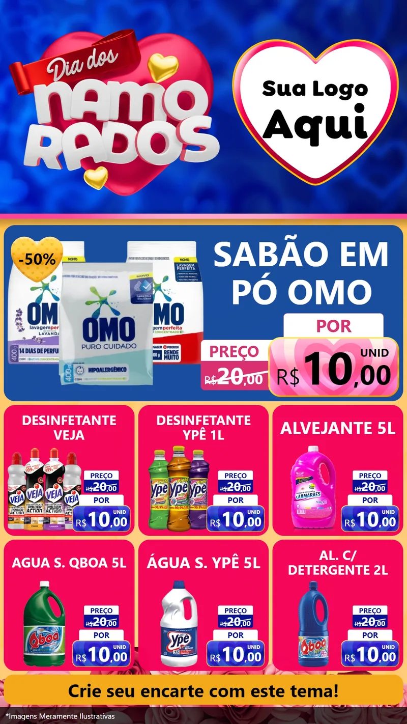 Modelo de Rede Social para Stories com o tema Dia dos namorados para Produtos de Limpeza