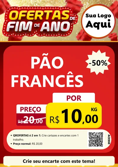 Modelo de Cartaz para Cartaz A4 Vertical com o tema Ofertas de Fim de Ano para Padaria