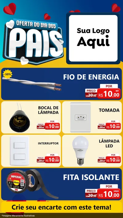 Modelo de TV para TV Vertical com o tema Oferta Do Dia Dos Pais para Materiais Elétricos