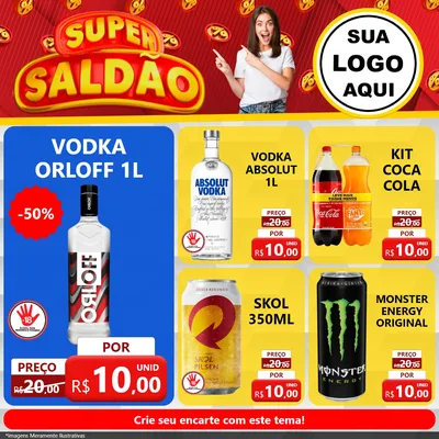 Modelo de Rede Social para Feed Facebook com o tema Super Saldão para Distribuidora de bebidas