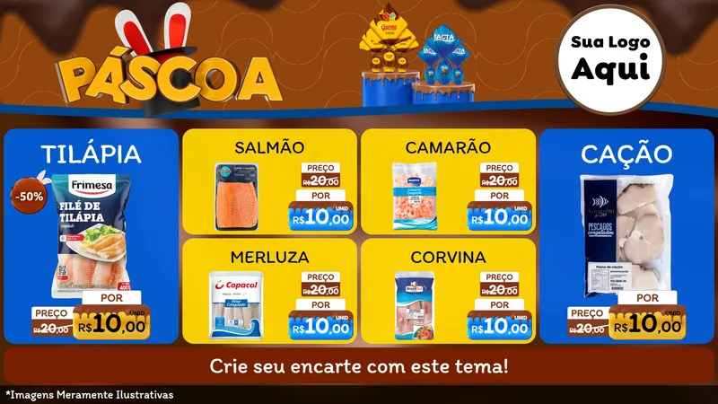 Modelo de TV para TV Horizontal com o tema Páscoa para Peixaria