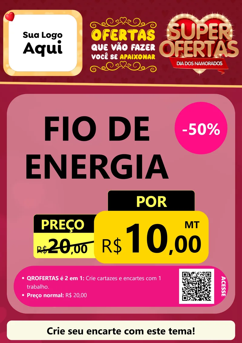 Modelo de Cartaz para Cartaz A4 Vertical com o tema Dia dos Namorados para Materiais Elétricos