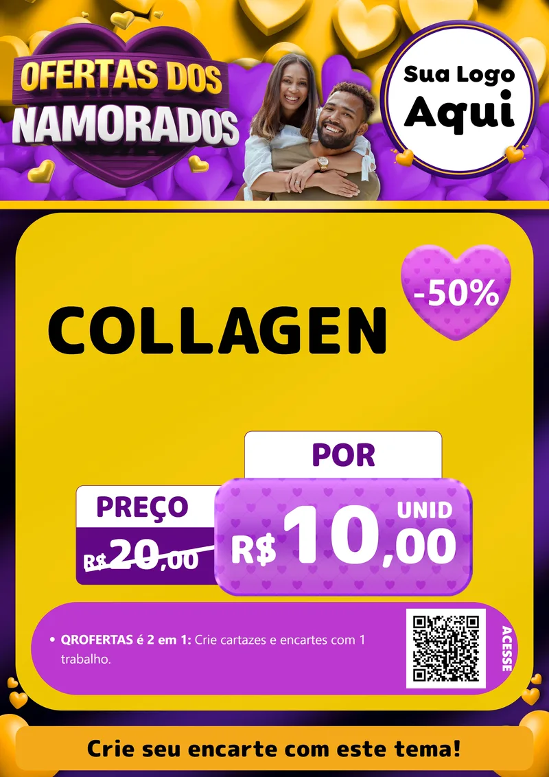 Modelo de Cartaz para Cartaz A4 Vertical com o tema Oferta Dos Namorados para Suplementos alimentares
