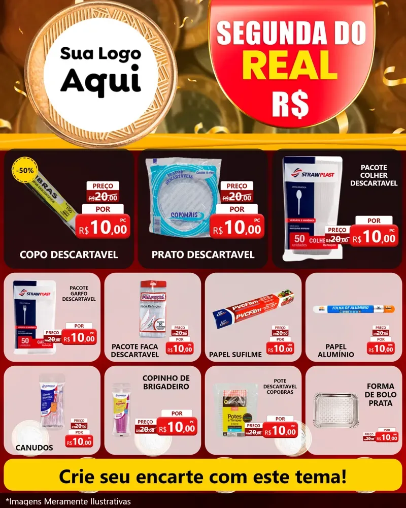 Modelo de Rede Social para Feed Instagram com o tema Segunda do Real para Embalagens