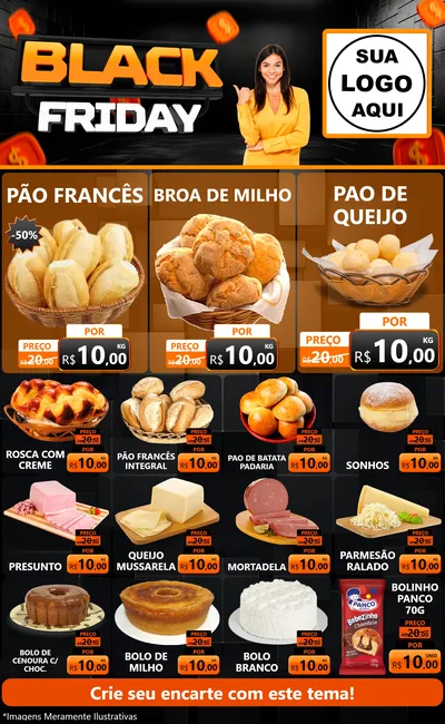 Modelo de Encarte para Encarte Grande com o tema Black Friday para Padaria