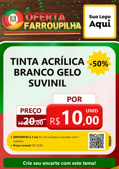Modelo de Cartaz para Cartaz A4 Vertical com o tema Oferta Farroupilha para Tintas e Ferramentas
