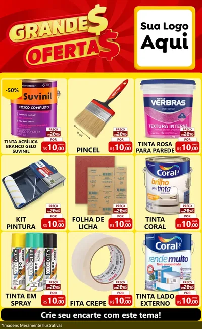 Modelo de Encarte para Encarte Grande com o tema Grandes Ofertas para Tintas e Ferramentas